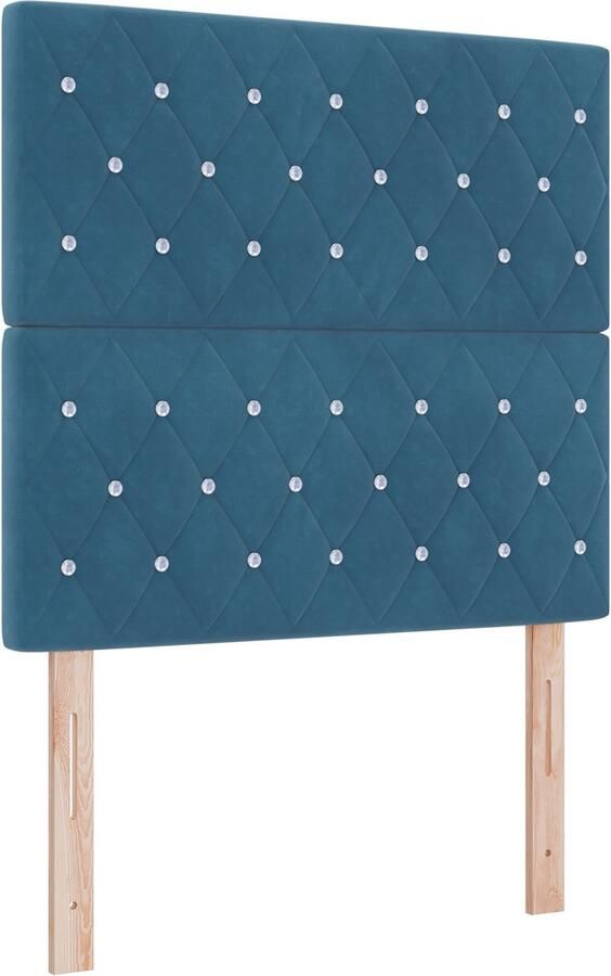 VidaXL Boxspring bed met matras Donkerblauw 100 x 200 cm Fluweel