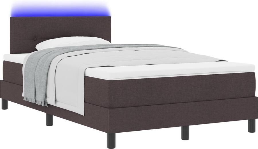 VidaXL Box Spring Bed met Matras & LED Donkerbruin 120x190 cm Stof
