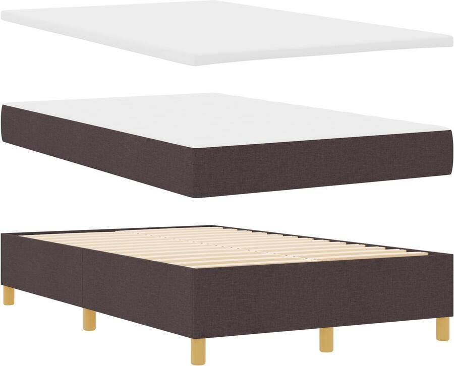 VidaXL Boxspringbed met matras en bank Donkerbruin 120x190 cm Stof