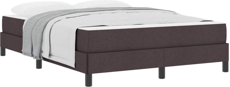 VidaXL Boxspring bed met matras Donkerbruin 140 x 200 cm Stof - Foto 2