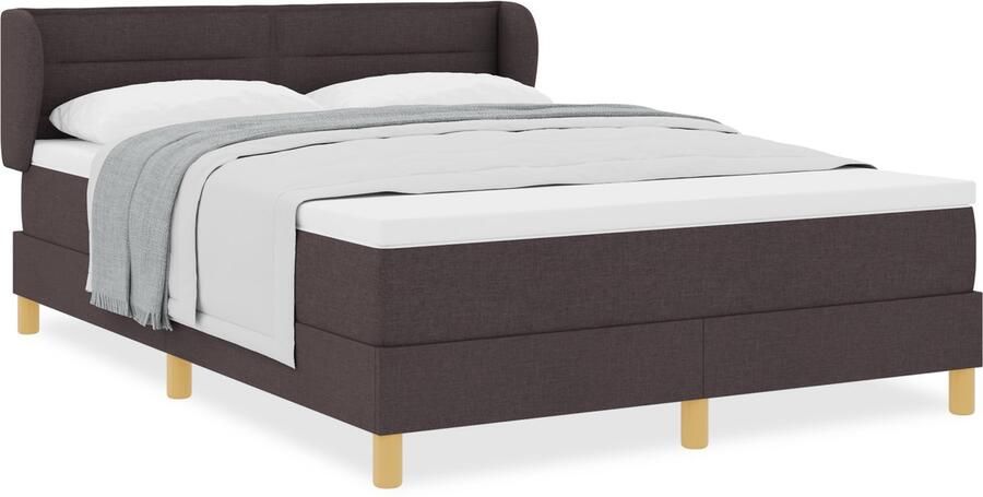 VidaXL Boxspringbed met Matras Crème 90x200 cm Stof Donkerbruin - Foto 2