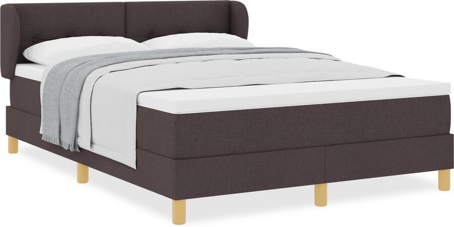 VidaXL Boxspringbed met Matras Crème 90x200 cm Stof Donkerbruin - Foto 3