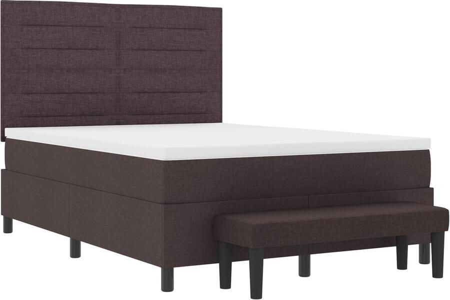 VidaXL Boxspringbed met Matras & Bank Donkerbruin 160x200 cm Stof