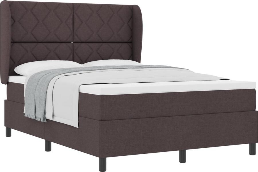 VidaXL Boxspring bed met matras Donkerbruin 160 x 200 cm Stof