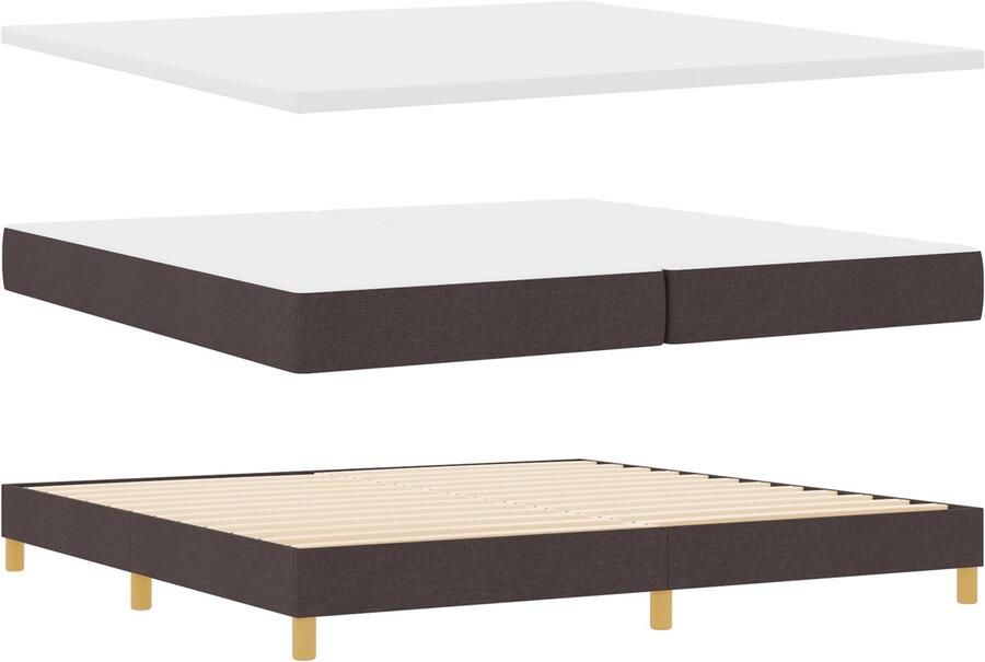VidaXL Boxspringbed met Matras & Bank Donkerbruin 200x200 cm Stof