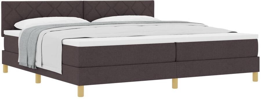 VidaXL Boxspringbed met matras Donkergrijs 90x190 cm Stof Donkerbruin - Foto 3