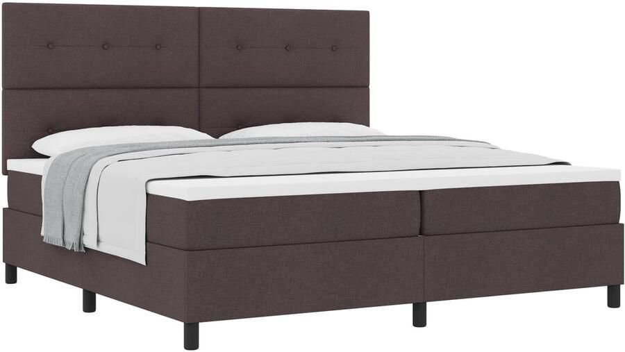 VidaXL Boxspringbed met matras Donkergrijs 90x190 cm Stof Donkerbruin - Foto 4