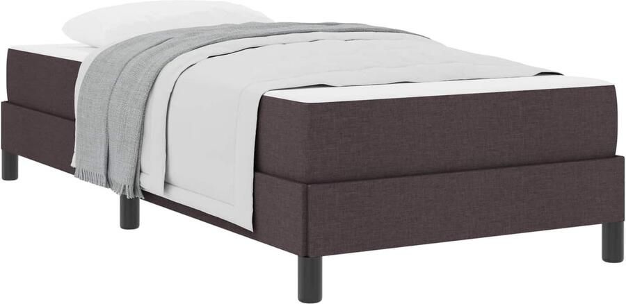 VidaXL Boxspring bed met matras Donkerbruin 90 x 200 cm Stof - Foto 2