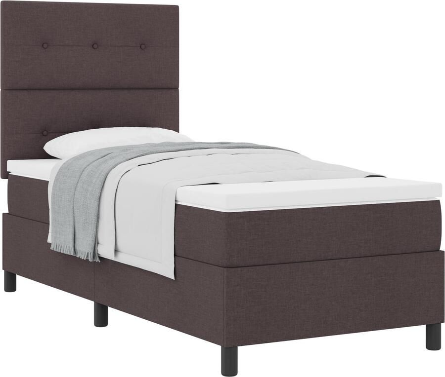 VidaXL Boxspring bed met matras Donkerbruin 80 x 200 cm Stof