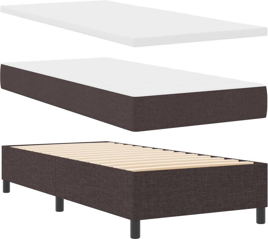 VidaXL Boxspringbed met matras en bank donkerbruin 90x190 cm stof