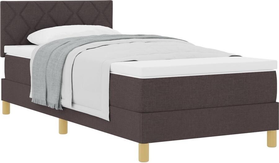VidaXL Boxspringbed met matras met matras Donkerbruin 90 x 190 cm Stof - Foto 2