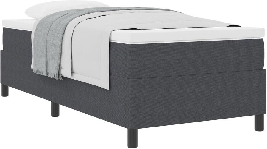 VidaXL Boxspringbed met Matras in Donkergrijs 100 x 200 cm Corduroy Stof - Foto 2