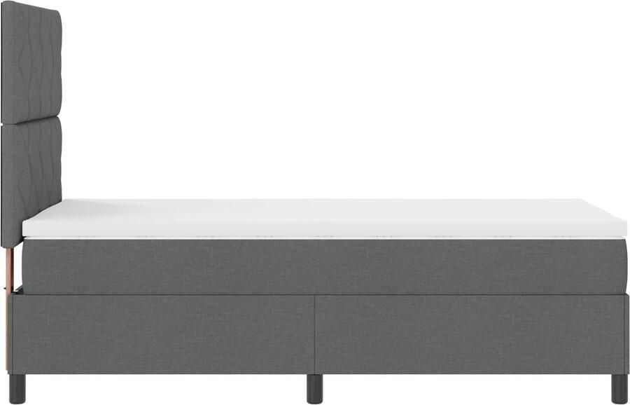 VidaXL Boxspringbed met matras Donkergrijs 100 x 200 cm Stof - Foto 2