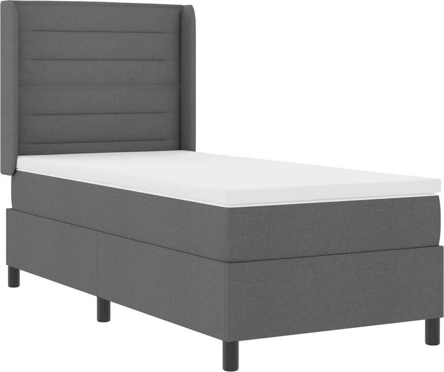 VidaXL Boxspringbed met Matras & LED Donkergrijs 100 x 200 cm Stof