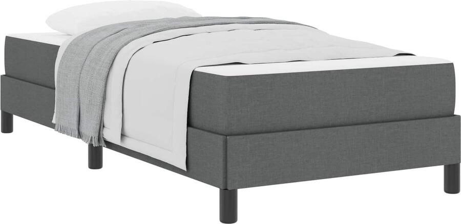 VidaXL Boxspring bed met matras Donkergrijs 100 x 200 cm Stof - Foto 2