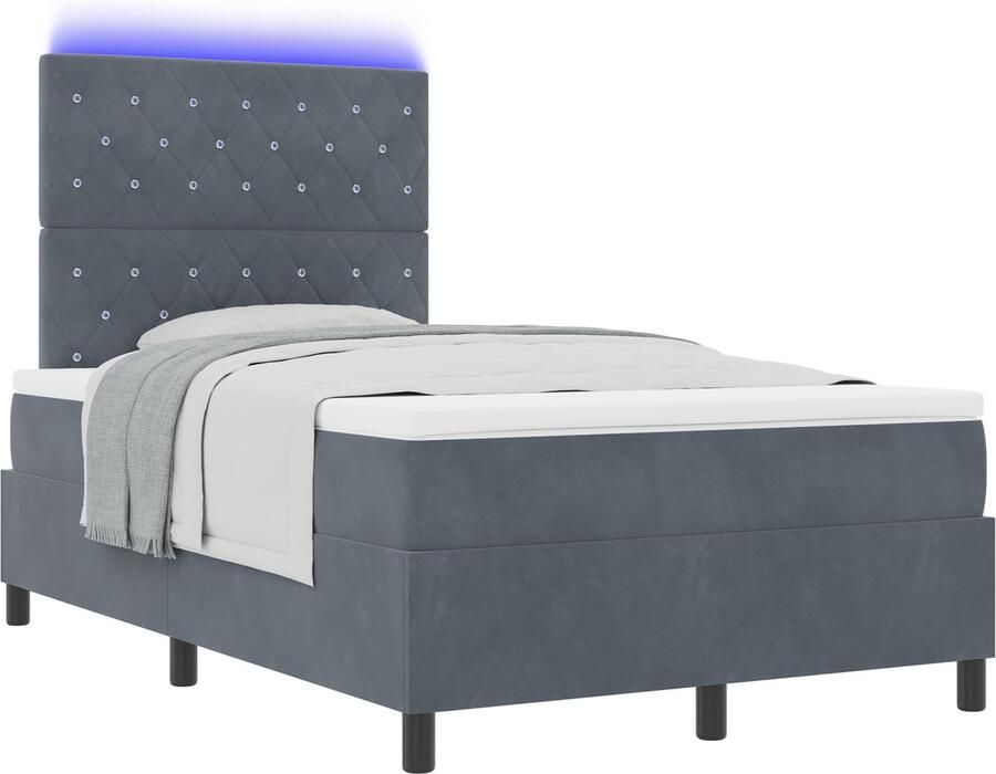 VidaXL Boxspringbed met Matras & LED Donkergrijs 120x190 cm Fluweel