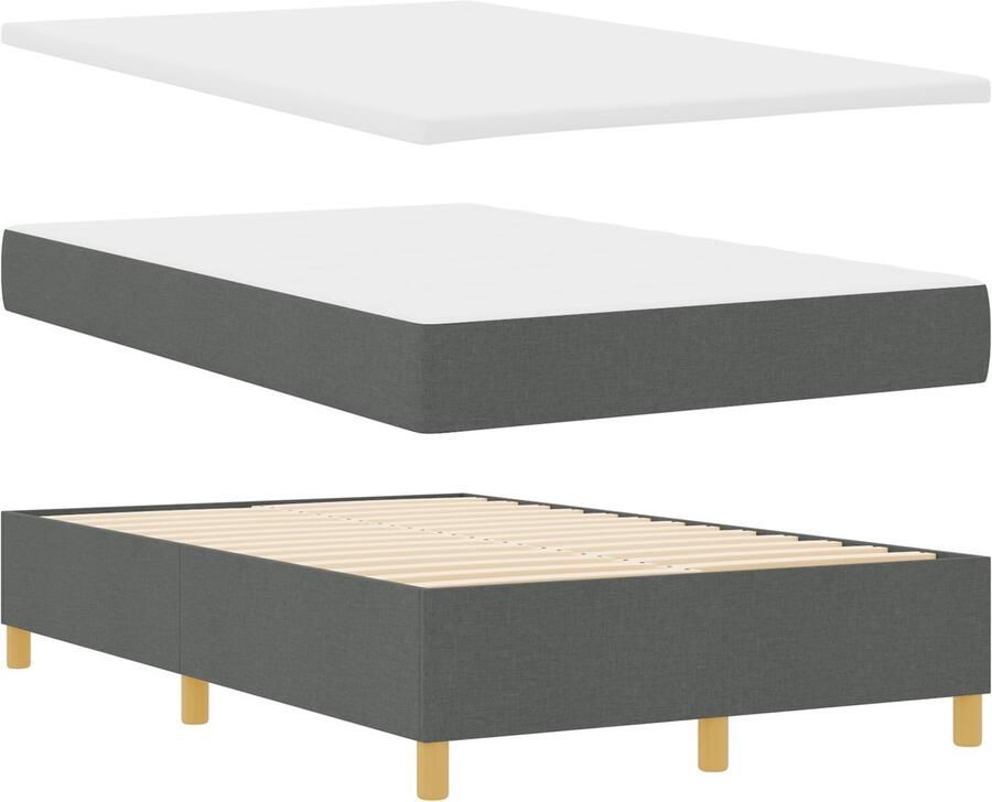 VidaXL Boxspring Bed met Matras & Bank Donker Grijs 120x190 cm Stof