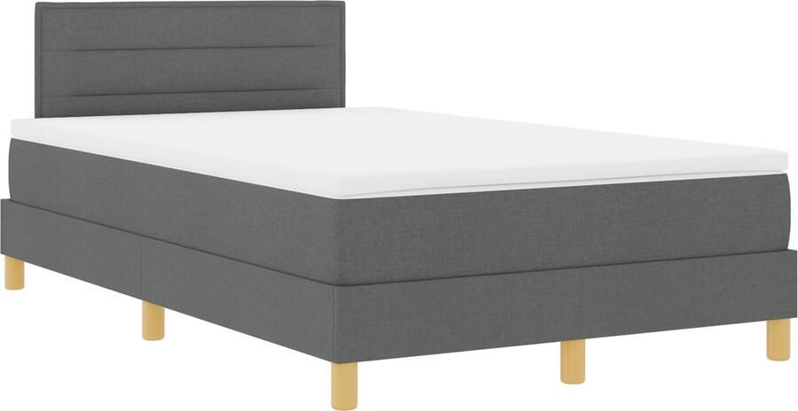 VidaXL Boxspring Bed met Matras & LED Donkergrijs 120x200 cm Stof