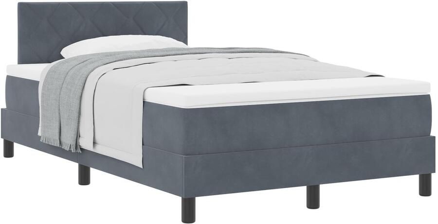 VidaXL Boxspring Bed met Matras Donkergrijs 120x200 cm Fluweel - Foto 2
