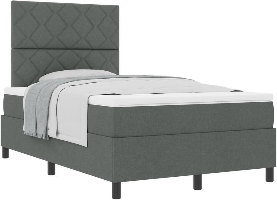 VidaXL Boxspring bed met matras Donkergrijs 120 x 200 cm Stof - Foto 2