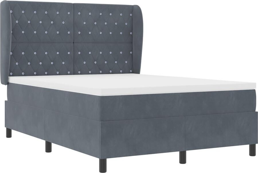 VidaXL Boxspring Bed met Matras in Donkergrijs 140x200 cm van Fluweel