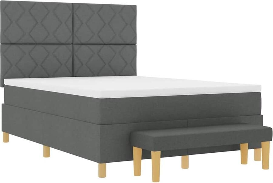 VidaXL Boxspring bed met matras Donkergrijs 140 x 190 cm Stof