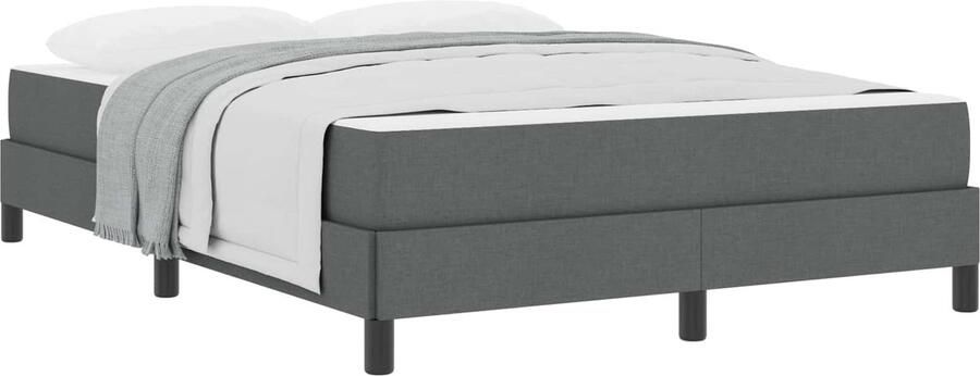 VidaXL Boxspring bed met matras Donkergrijs 160 x 200 cm Stof - Foto 2