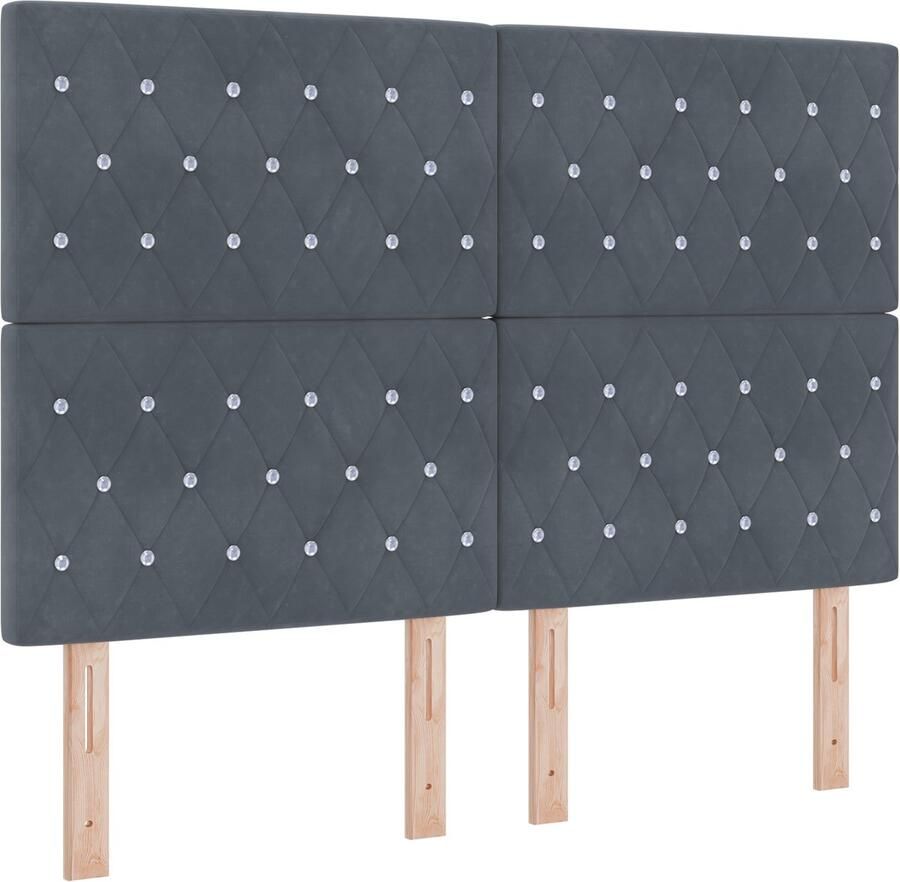 VidaXL Boxspring bed met matras Donkergrijs 140 x 190 cm Fluweel