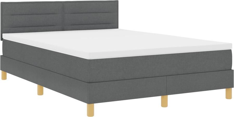 VidaXL Boxspring Bed met Matras Donkergrijs 140x200 cm Stof