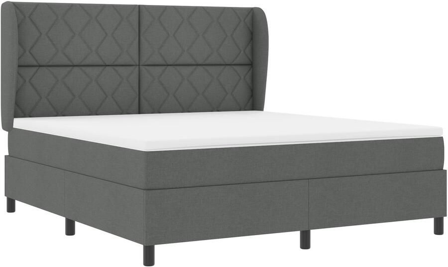 VidaXL Boxspring bed met matras Donkergrijs 180 x 200 cm Stof