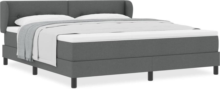 VidaXL Boxspringbed met matras Donkergrijs 180 x 200 cm Stof - Foto 3