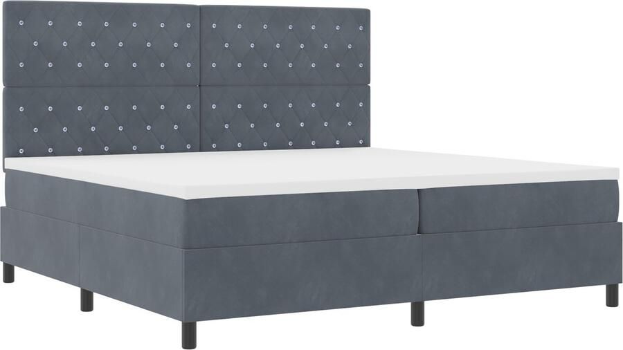 VidaXL Boxspringbed met Matras & LED Donkergrijs 200x200 cm Fluweel
