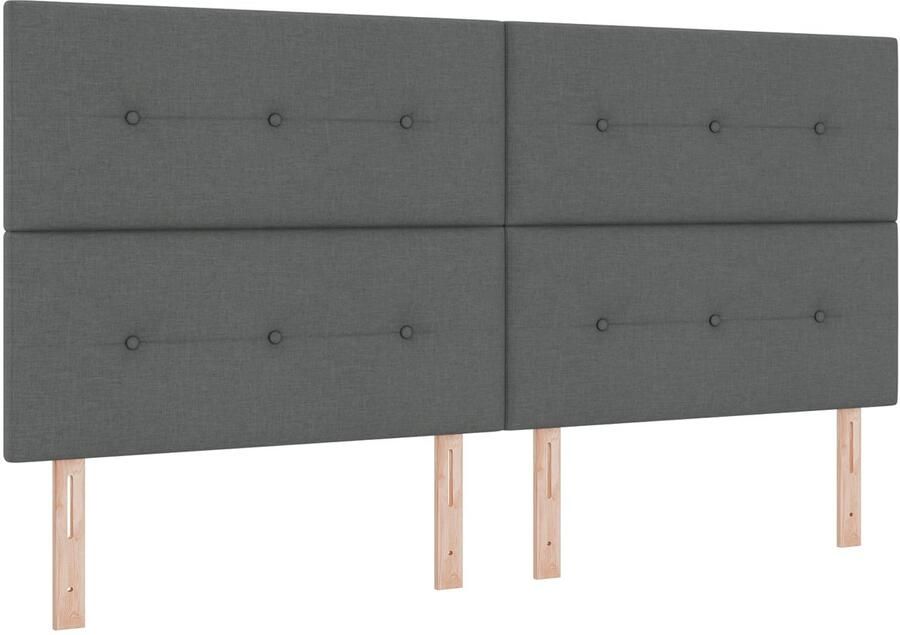 VidaXL Boxspringbed met matras en LED Donkergrijs 200 x 200 cm Stof
