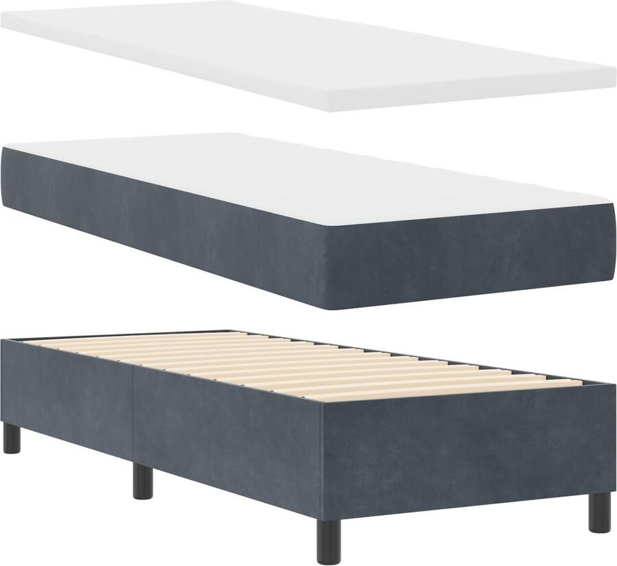 VidaXL Boxspringbed met matras en bank donkergrijs 80x200 cm fluweel