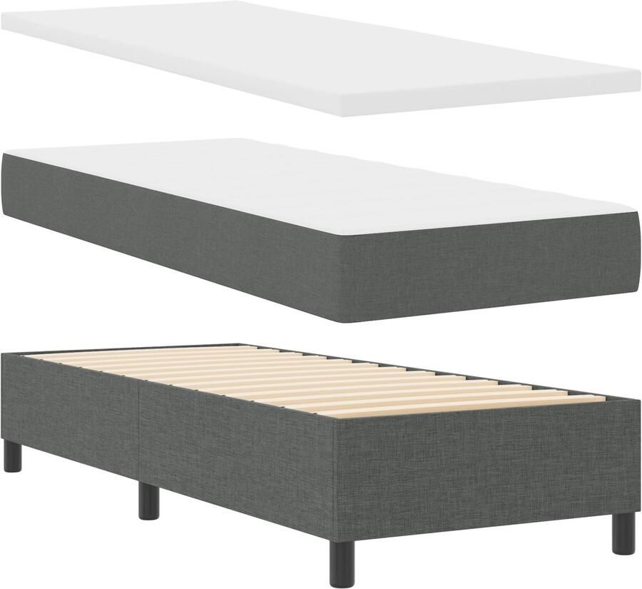 VidaXL Boxspring bed met matras Donkergrijs 80 x 200 cm Stof