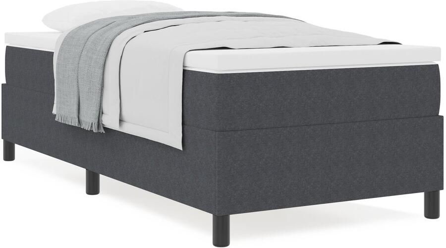 VidaXL Boxspring Bed met Matras Donkergrijs 80x200 cm Corduroy Stof - Foto 2