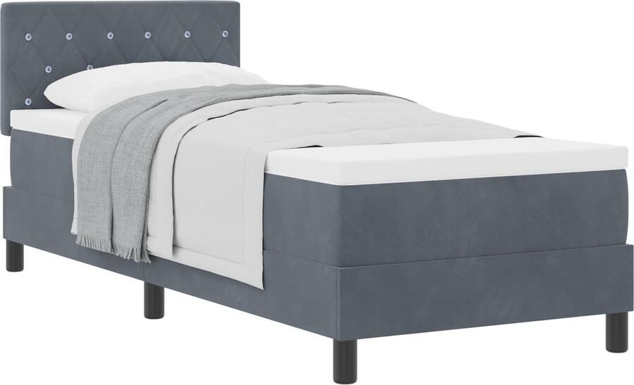 VidaXL Boxspring Bed met Matras Donkergrijs 80x200 cm Fluweel