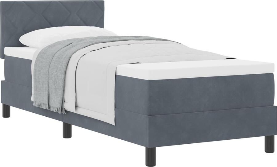 VidaXL Boxspring Bed met Matras Donkergrijs 80x200 cm Fluwelen