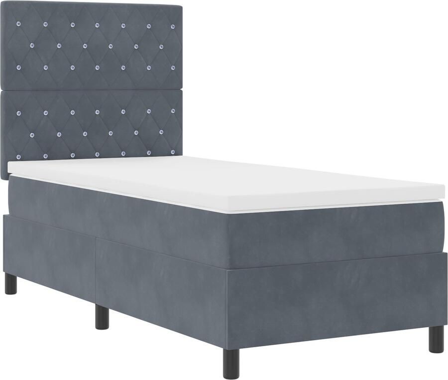 VidaXL Boxspringbed met Matras & LED Donkergrijs 90x200 cm Fluweel