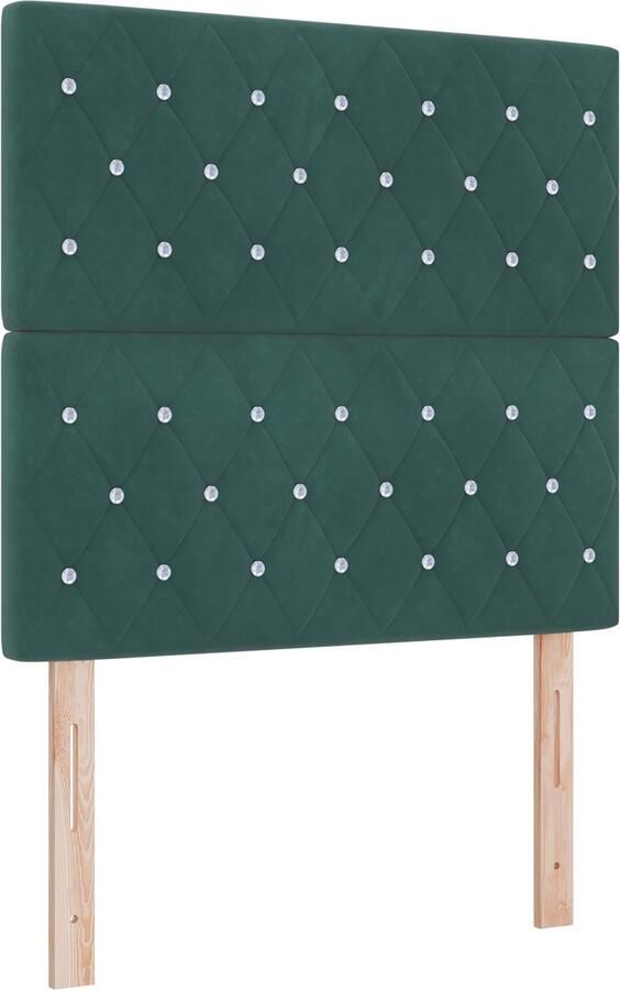 VidaXL Boxspring Bed met Matras & LED Donkergroen 120x200 cm Fluweel