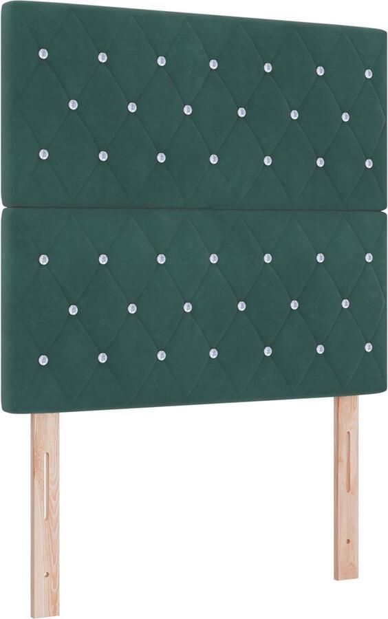 VidaXL Boxspring bed met matras Donkergroen 90 x 190 cm Fluweel