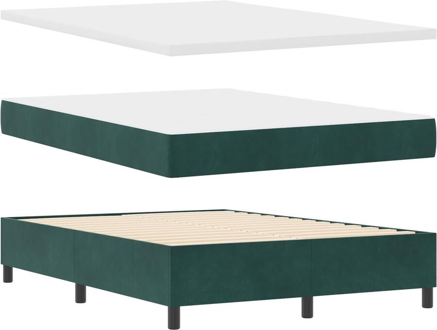 VidaXL Boxspringbed met matras en bank donkergroen 140x190 cm fluweel