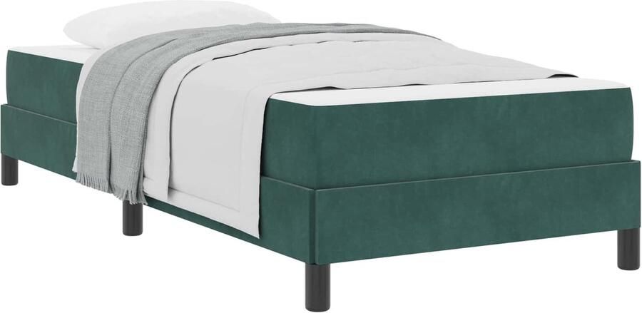 VidaXL Boxspringbed met matras Donkergroen 90 x 190 cm Fluweel - Foto 2