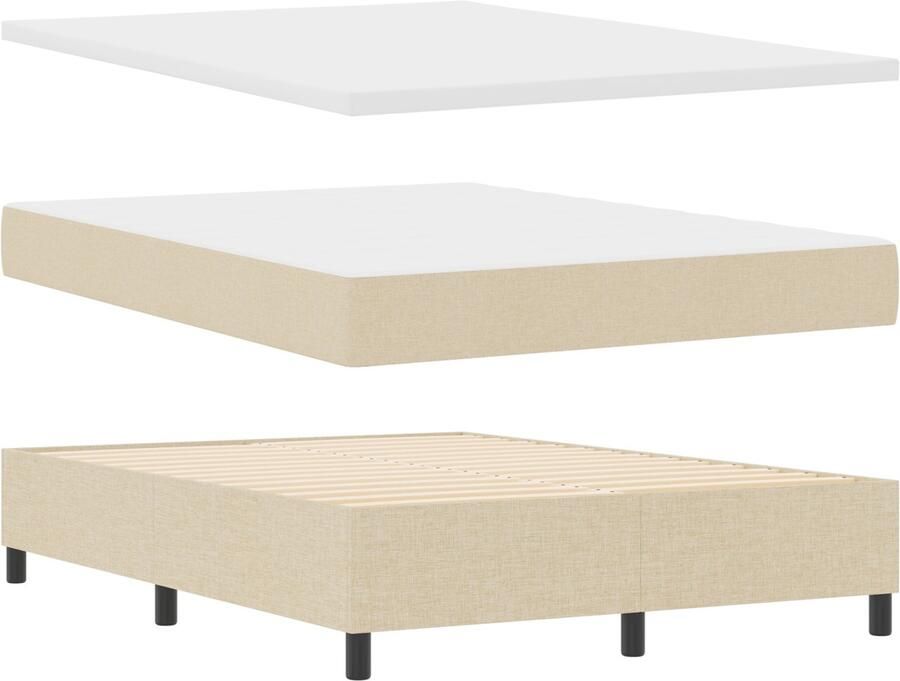 VidaXL Bedframe met Matras Set van 2 Beige Stof 140 x 200 cm Bedmatras