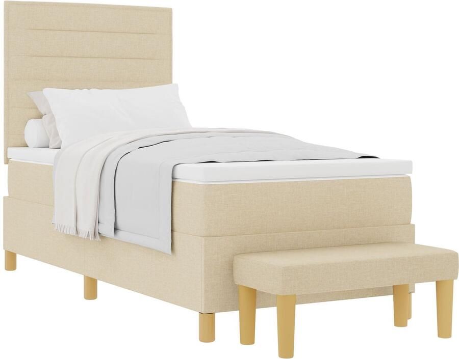 VidaXL Bedframe met Matras 2-delige Set Crème Stof 100 x 200 cm