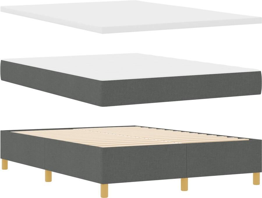 VidaXL Boxspring Bed met Matras & Bank Donker Grijs 140x200 cm Stof