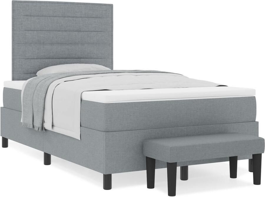 VidaXL Boxspring Bed met Matras & Bank Lichtgrijs 120x190 cm Stof
