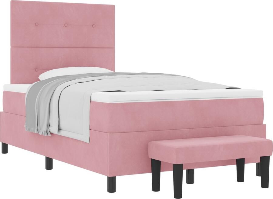 VidaXL Boxspring Bed met Matras & Bank Roze 120x190 cm Fluweel