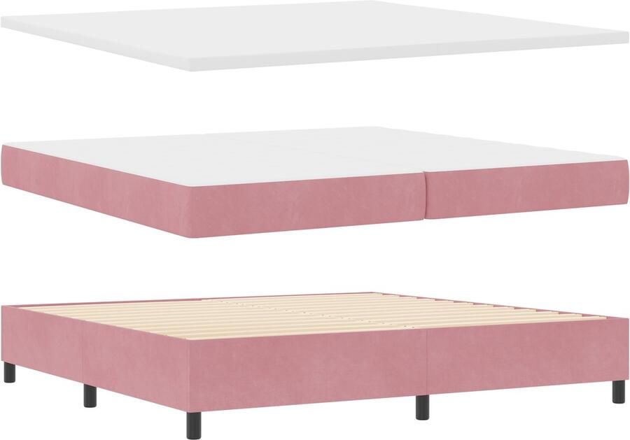 VidaXL Boxspring Bed met Matras & Bank Roze 200x200 cm Fluweel