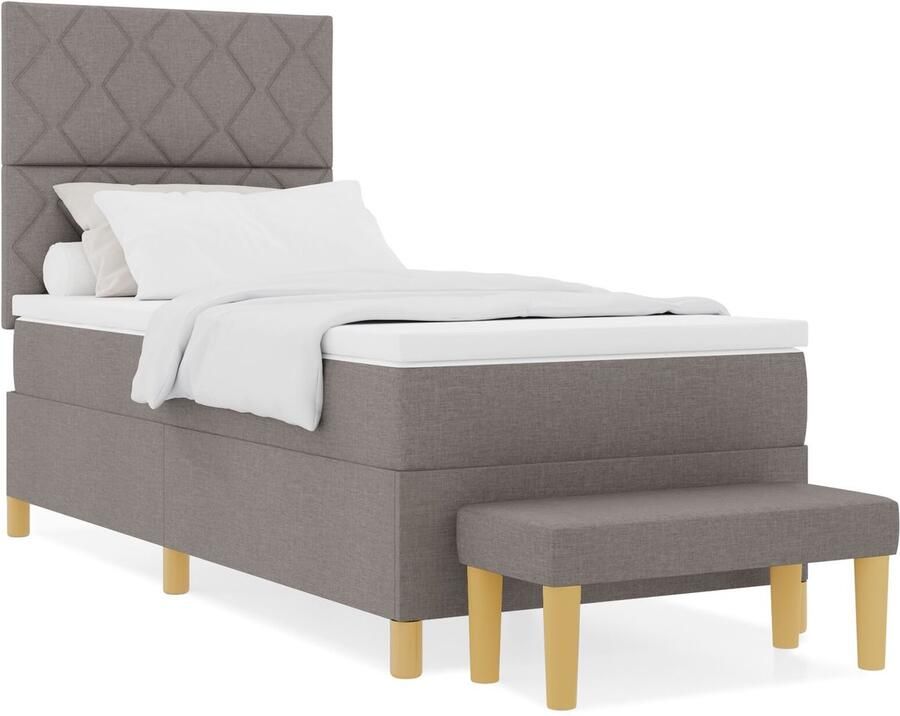 VidaXL Boxspring Bed met Matras & Bank Taupe 90x190 cm Stof
